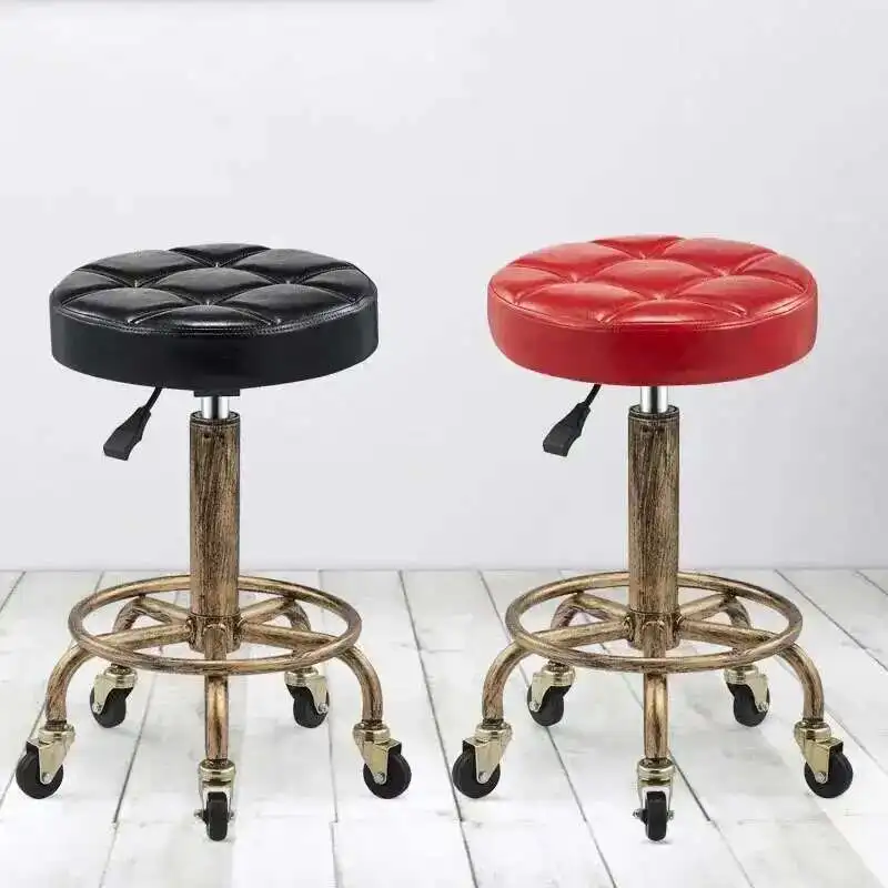 

Nordic Retro Barber Chairs Hair Salon Beauty Salon Chair with Wheels Modern Salon Furniture Creative Bar Stool Home Makeup Chair