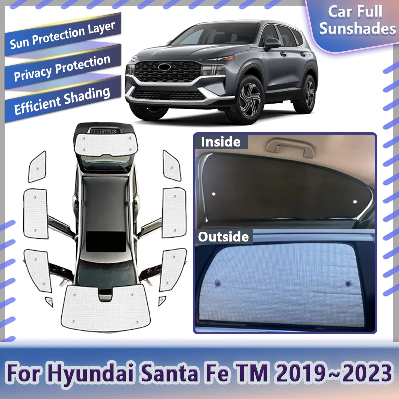 

Автомобильный солнцезащитный козырек для Hyundai Santa Fe TM 2019 ~ 2023 2020 2021 2022, лобовое стекло, защита от УФ-лучей, солнцезащитные козырьки для окон, автоаксессуары