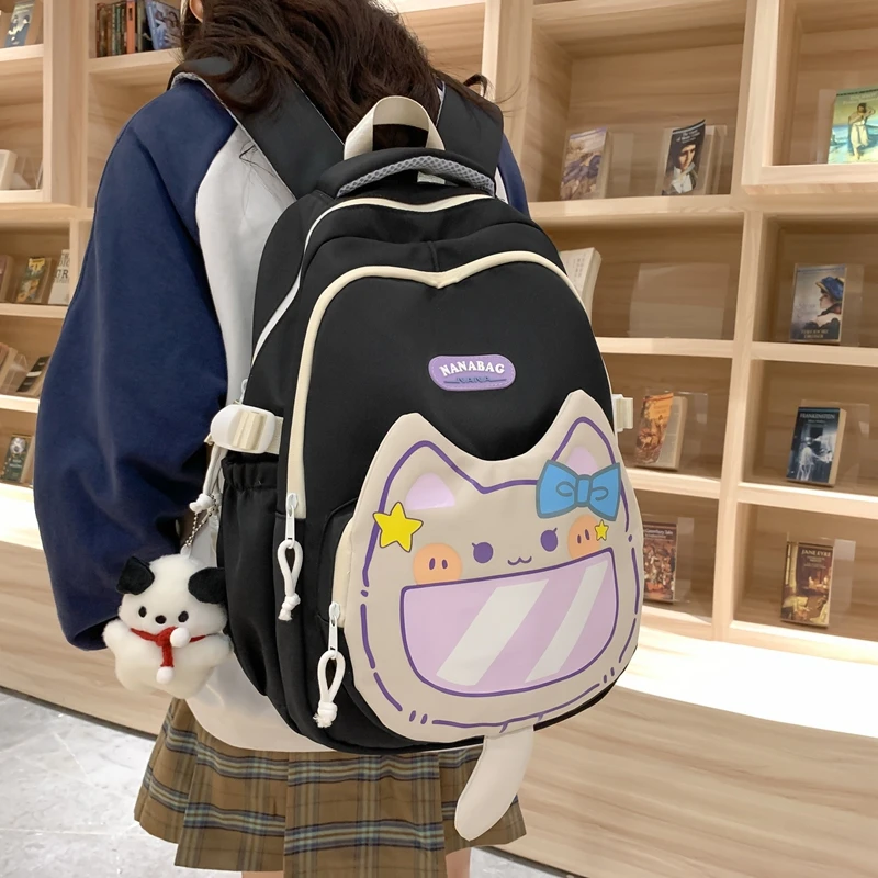 Fashion Women Backpack Waterproof Nylon Rucksack for Teenager Schoolbag Kawaii Women Bag Lovers Travel Shoulder Mochila 50