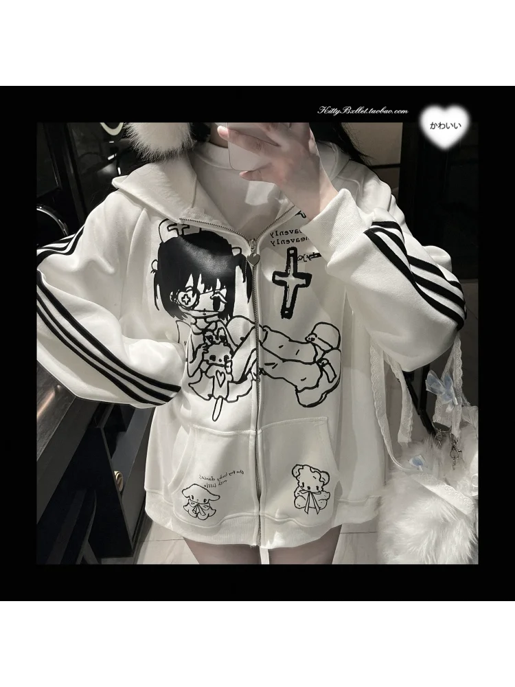 

Original Disease Building Doll House Series Loose Hoodie Original Pattern Zipper Hoodie Sweet Girl Loli Coat
