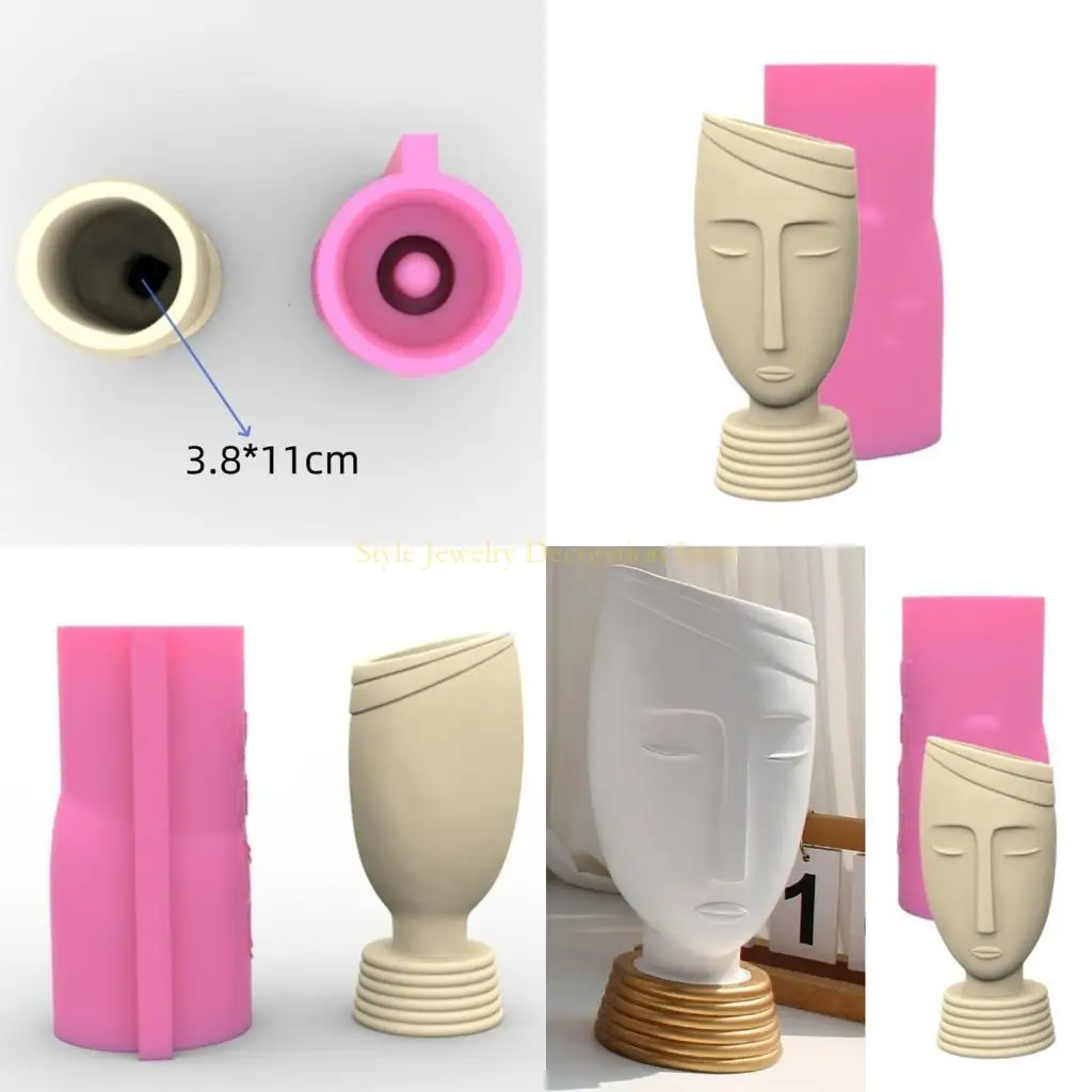 

D46E Creative Concrete Plant Pots Mould Abstract Human Designed Planter Silicone Mold for Enthusiasts and Garden Lovers