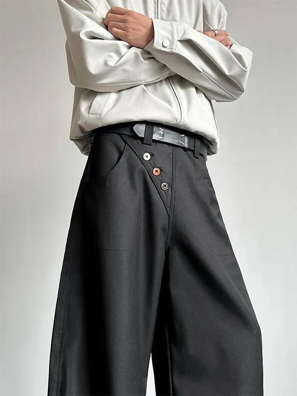 

Высококачественные повседневные мужские брюки Thiened Cosite, широкие длинные брюки с наклонными пуговицами и изогнутым ножем