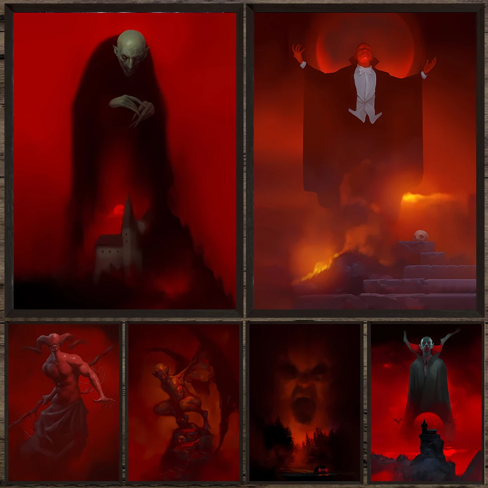 The Undying,Demon,Dracula,Vampire,Nosferatu,Horror Wall Art Canvas Painting,The Legendary Demon Gothic Art Poster Print Decor