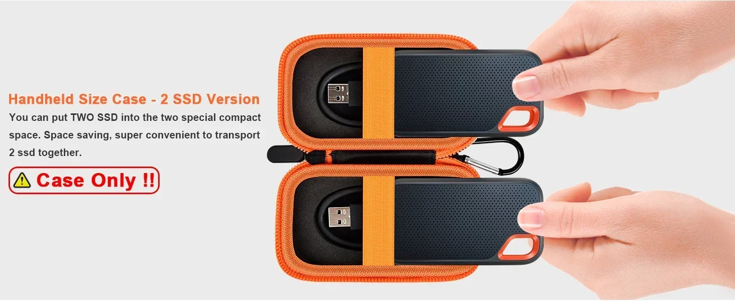 External Hard Drive Case for SanDisk Extreme Portable SSD 1TB 2TB 4TB 500GB External Solid State Drive, Bag for 2 SSD (Box Only)