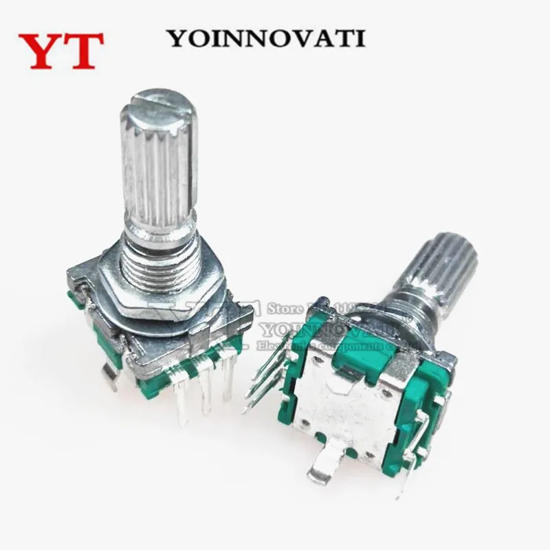 5PCS EC11 360 Degree Rotary Encoder with Switch Audio Digital Potentiometer Handle 15MM 20MM 5PIN Push Button Coding SWITCH