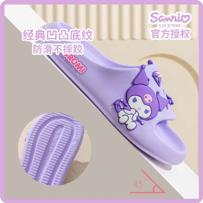 Kawaii Slippers Anime Kuromi My Melody Hangyodon KT Cartoon Girls Soft Non-slip Soft Bottom Indoor Bathroom Beach Sandals Shoes