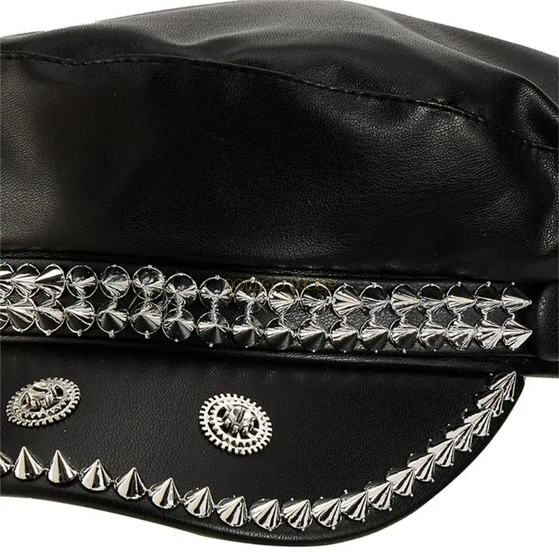 31BF Punk Studed Baseball Hat القبعة القابلة للتعديل حجم القطن خفيف الوزن للحفلات الموسيقية والمهرجانات