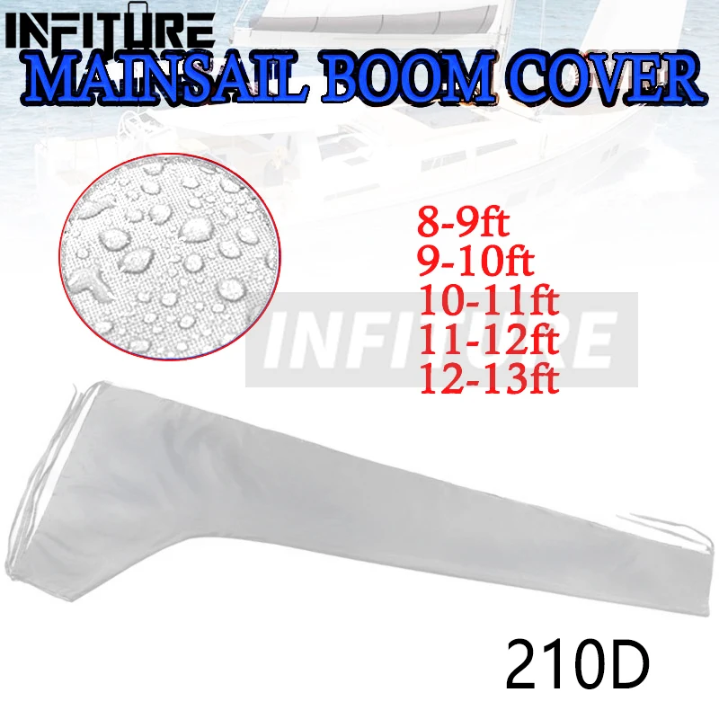 210D Waterproof Sail Cover Mainsail Boom Cover Boat Cover for 8-13ft Anti UV Sunshade Dustproof Boom Sail Marine Boat Accessory