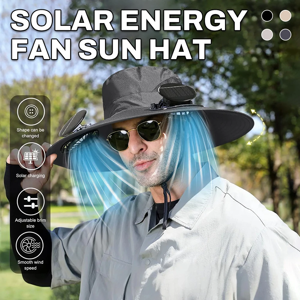 

For Outdoor Camping Fishing Hiking Sunscreen Fisherman Hat Solar Fan Cap Portable Solar Charging Cap with Fan Sunshade Hat Tools