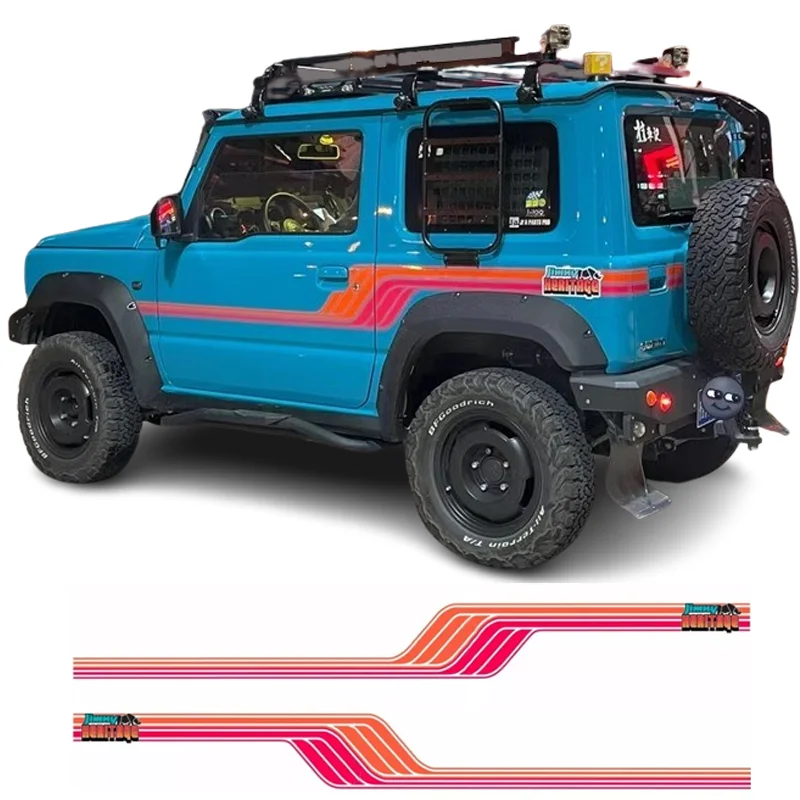 

Vintage Orange with Pink Sticker Side Body Door Graphics Decal Wrap Kit Styling Decoration for Suzuki Jimny Heritage edition