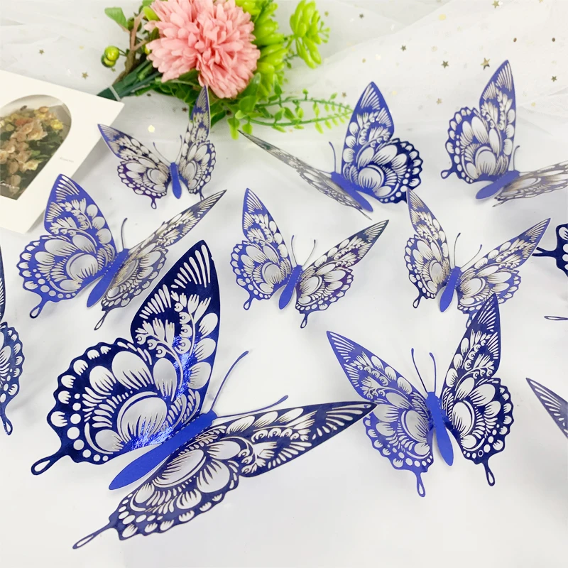 12 Pcs/lot New 3D Butterfly Wall Stickers Decoration for Bedroom Wll Art Home Decore Living Room for Party Wall Decals DIY
