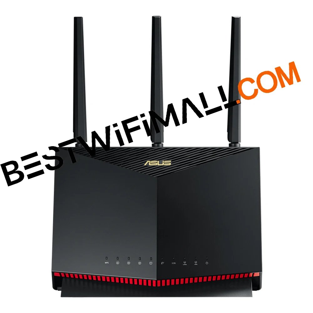 ASUS RT-AX86U AX5700 ROG Gaming WiFi Router 5700 Mbps ثنائي النطاق Wi-Fi 6 802.11AX 2500 قدم مربع و35 + أجهزة NVIDIA GeForce