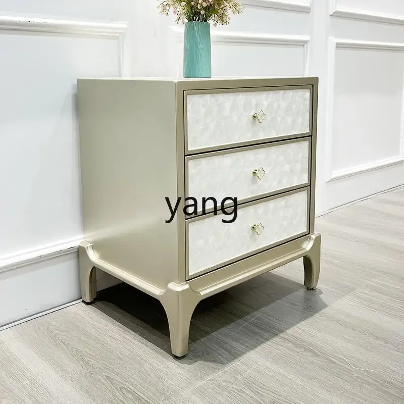 TGF ，American light luxury shell solid wood bedside table modern simple locker bedroom drawer bedside table
