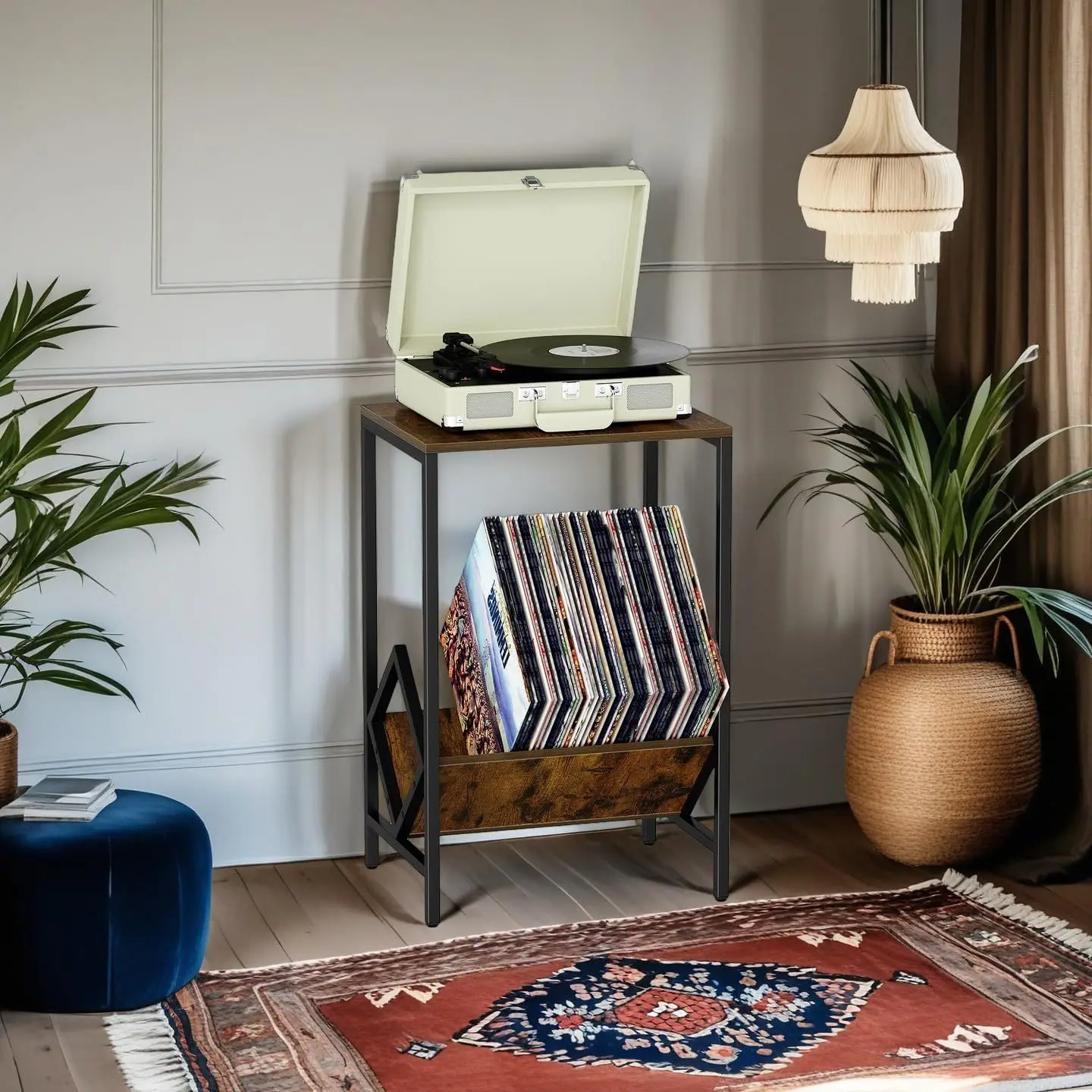 Wrought iron double vinyl record rack household simple household newspaper rack modern wrought iron small rack