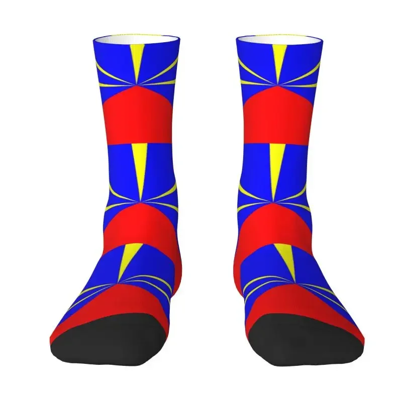 Kawaii Mens 974 Reunion Island Flag Dress Socks Unisex Warm Breathable Comfortable 3D Printing Reunionese Proud Crazy Crew Socks