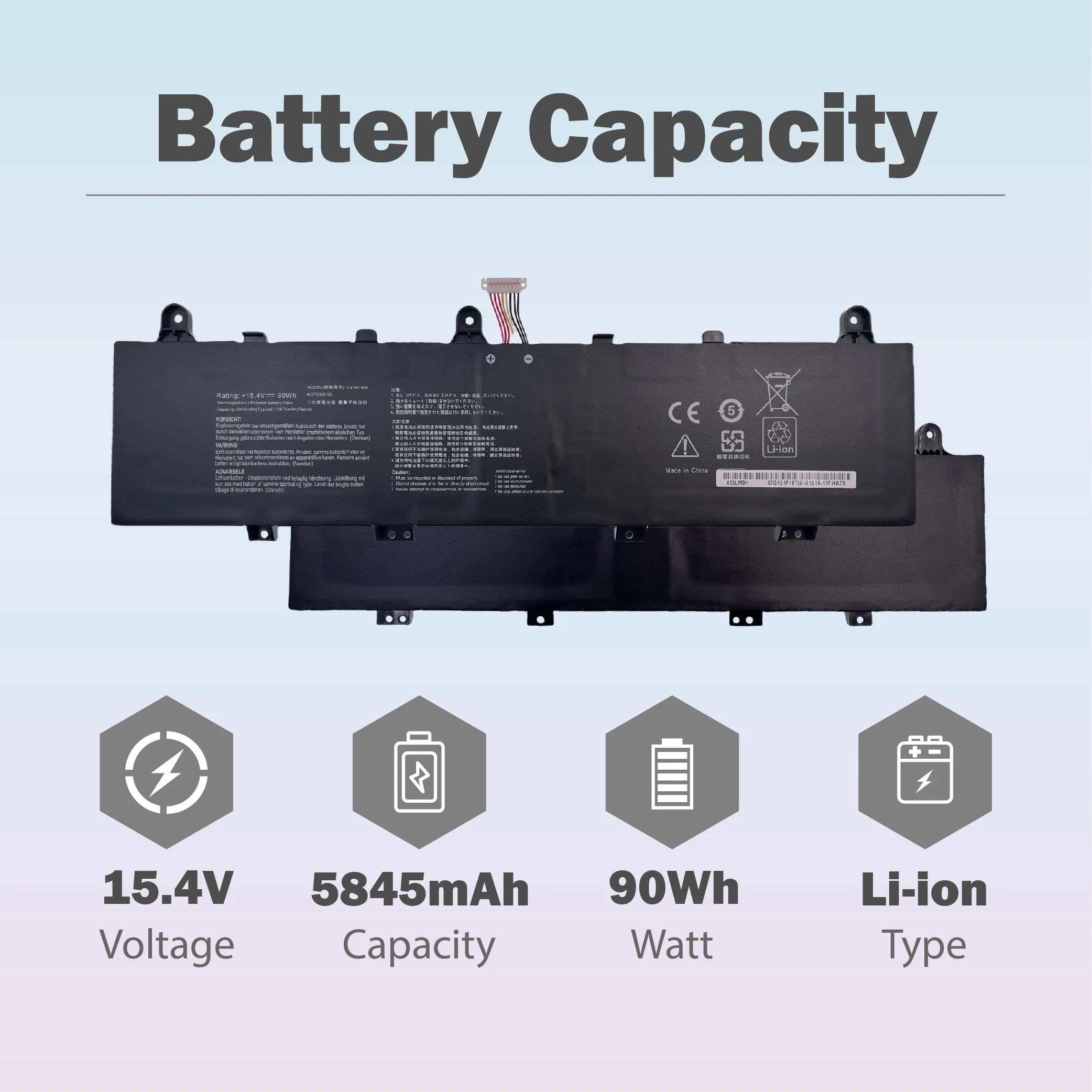 C41N1906 C41N1906-3 90Wh Laptop Battery 15.4V 5845mAh Short Cable Version For Asus ROG Zephyrus Duo 15 GX550 SE(GX551) Series 0B