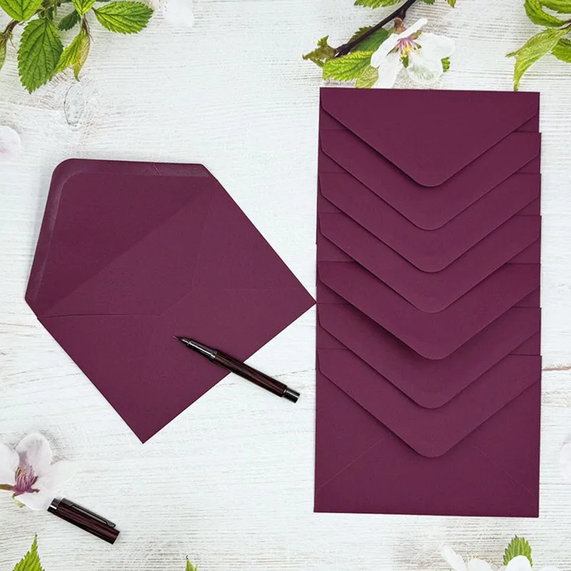 50pcs A7 Burgundy Red Envelope 13x18cm 120g for Wedding Invitations Business activity Message Card Bag Birthday Greeting Card