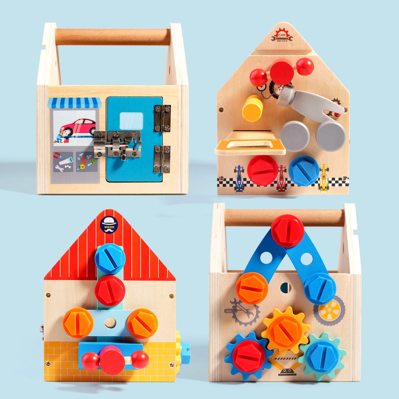 مجموعة أدوات خشبية، أداة صيانة محاكاة، إصلاح التظاهر، لعب الأطفال، تعليم مونتيسوري، لوحة مشغولة للتعليم في مرحلة ما قبل المدرسة