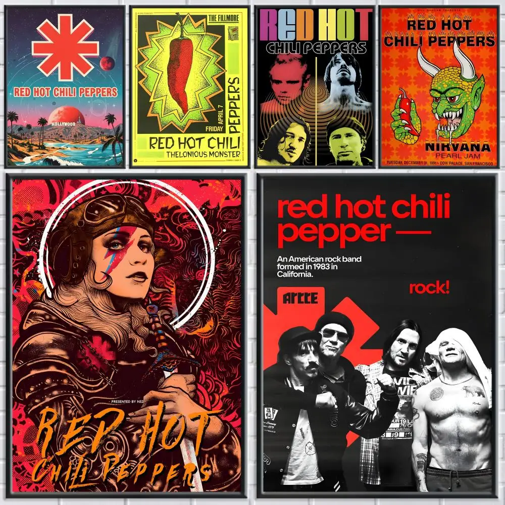 Band R-Red Hot Chili Peppers Poster Home Living Bed Room Bar Hallway Sticky Wall Printing Waterproof Aesthetic Decor