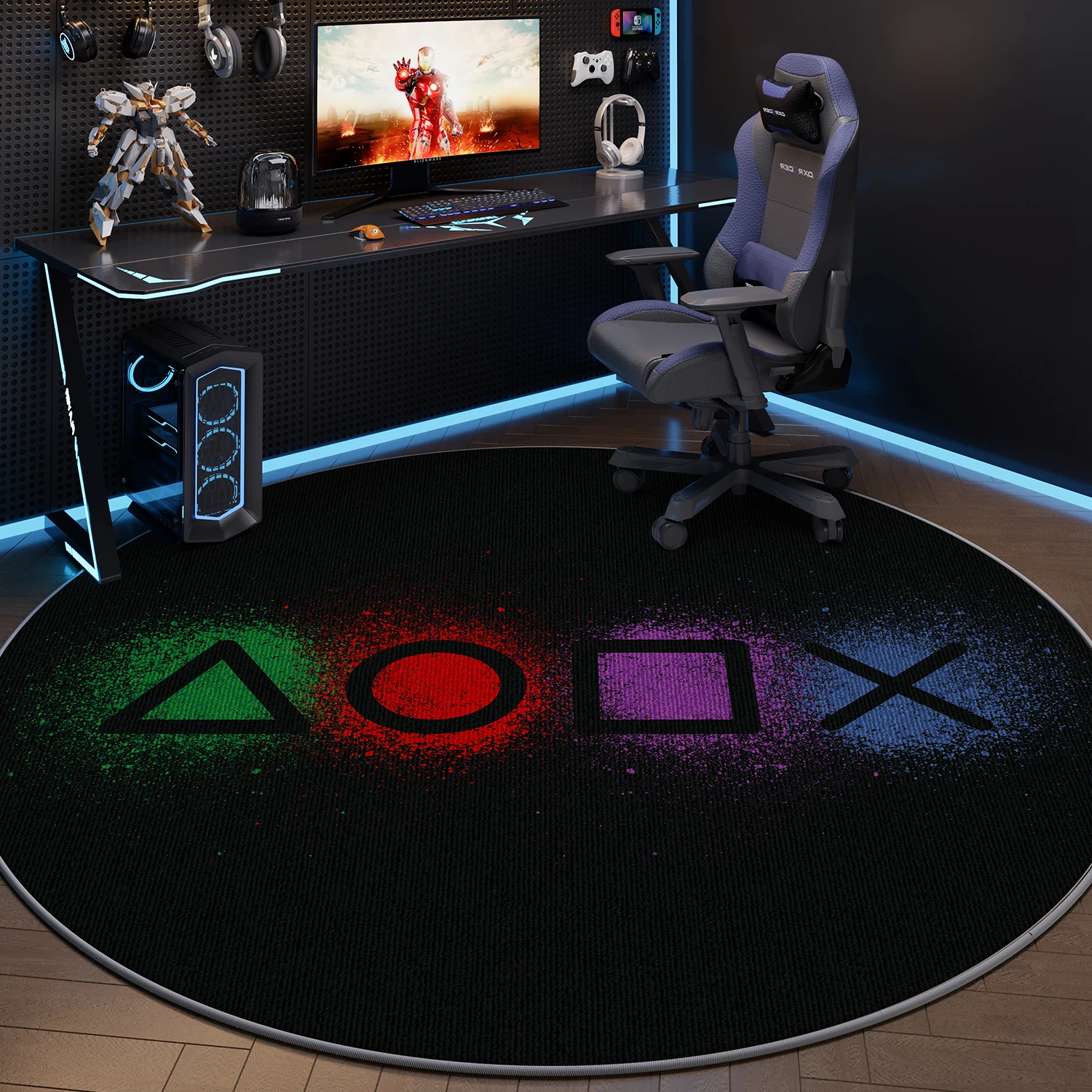 VIKAMA Computer Chair Floor Mat, Gaming Room Swivel Chair, Silent Pad, Office Chair, Washable Carpet, Home Decoration