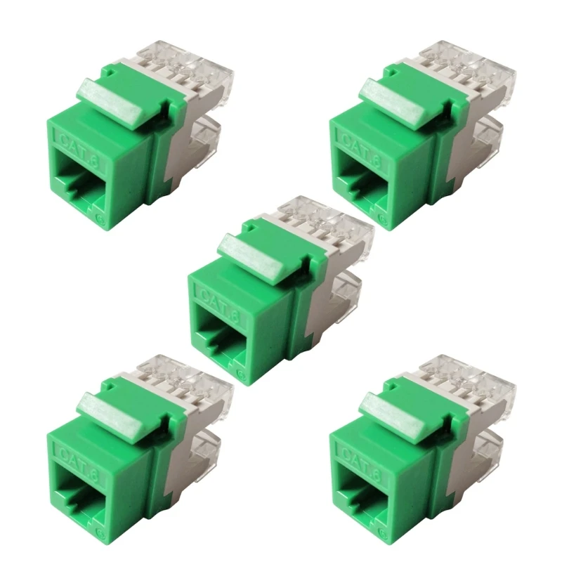 5 Pieces Cat6 RJ45 Keystone Jacks Slim Profile, Ethernet Wall Jack Punch Down, Cat5e Keystone Module Connector P9JB