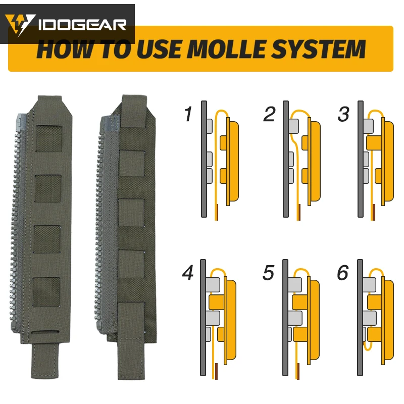 IDOGEAR Tactical Zipper MOLLE Adapter 10# For Rear Back Pack Plate Carrier Camo 3950