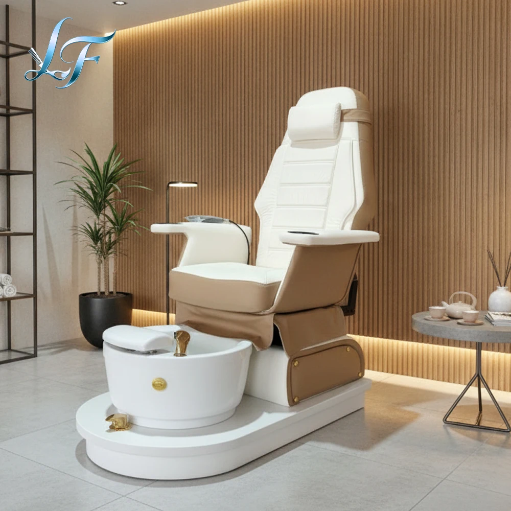 Multifunctional Foot Spa Pedicure Chair Electric Reclining With Integrated Plumbing Drain System For Nail Shop 6