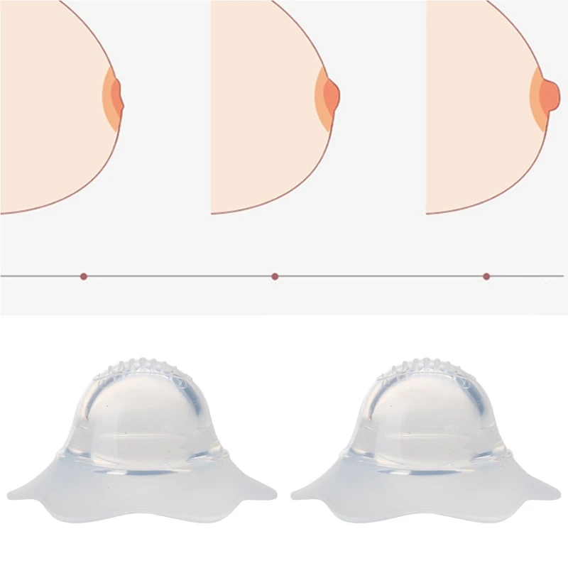 2Pcs for nano Silver Silicone Nipple Corrector Petal-Shaped Extractor Suction 1560