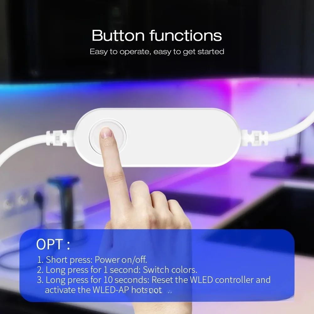 For Mini LED Strip Controller for ESP32 with Digital RGB IC and Music Sound Mode Featuring Mic Wireless Control via App