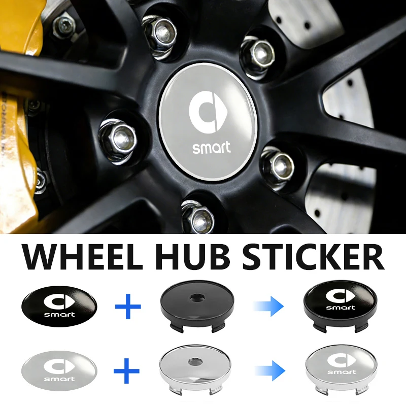 Metal Car Wheel Center Hub Cap Rim Cover Emblem Stickers For Smart City Cabrio City-Coupe 453 451 452 450 454 Roadster