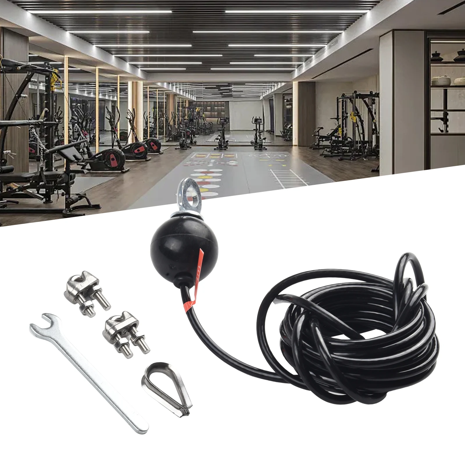 4M Adjustable Gym Cable Wire Rope Heavy Duty Steel Replacement Black Parts Capable Of Bearing Weight Home Fitness Equipment Tool