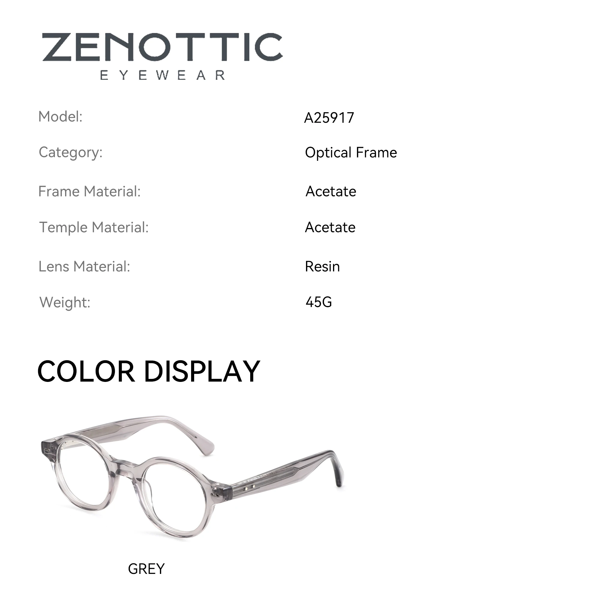 ZENOTTIC (حجم S) نظارات طبية مستديرة لقصر النظر من خلات عصرية للرجال نظارات بصرية فوتوكروميك نظارات قصر النظر