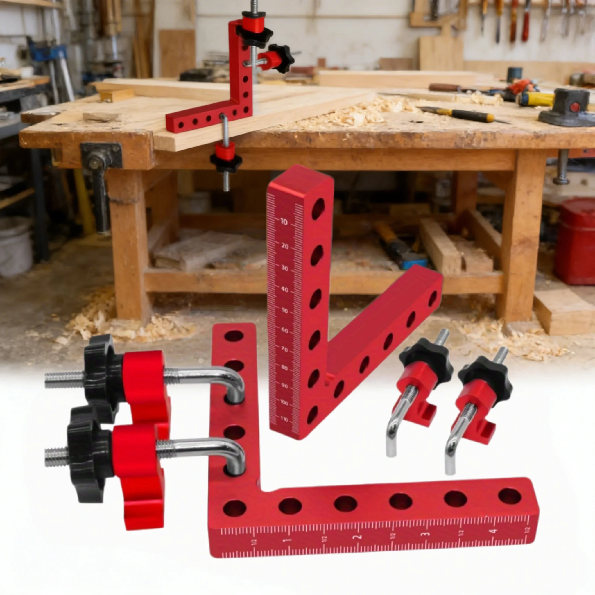 

Aluminum Alloy 90 Degree Positioning Woodworking Right Angle Corner Clamp Set, L Square Tool for Carpenter Cabinet Picture Frame