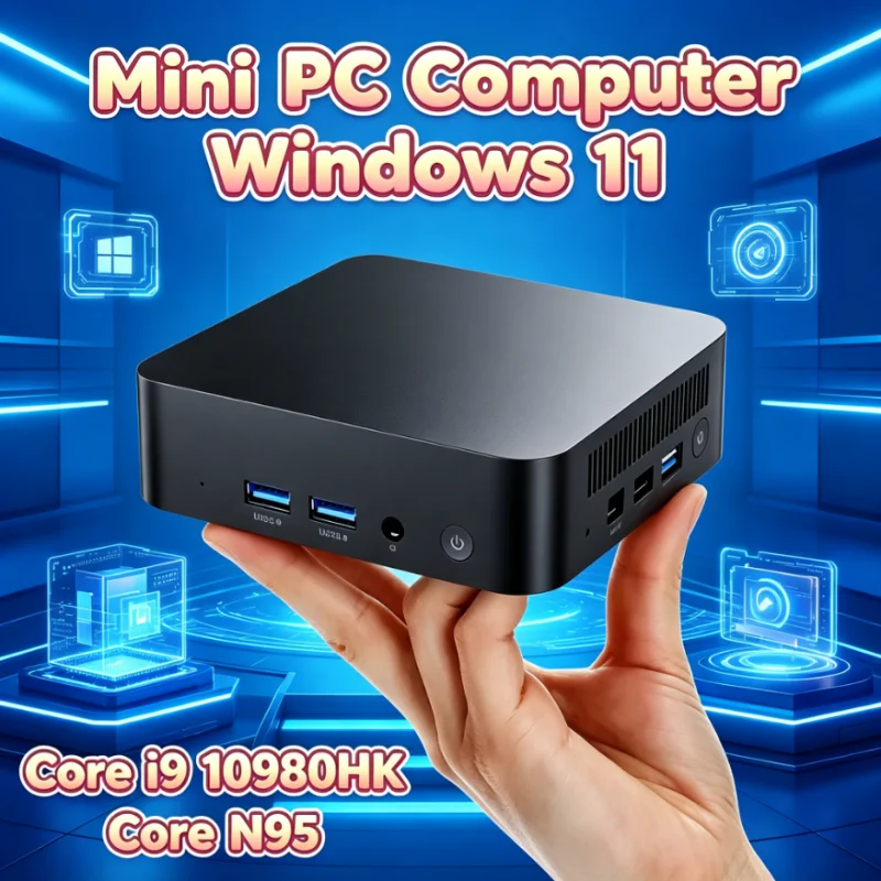 Core I9 10980HK Core N95Mini PC Windows 11 Pro 32GB RAM 1TB 2TB SSD WiFi 6 BT5.2 4K Gaming Study Desktop With Laptop Bag