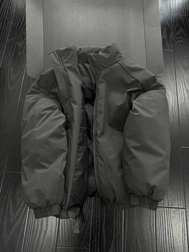 

Deep ey ort Men's down Cotton Jaet Thiened American Workwear Sle High Street Stand Collar Warm Cotton Coat