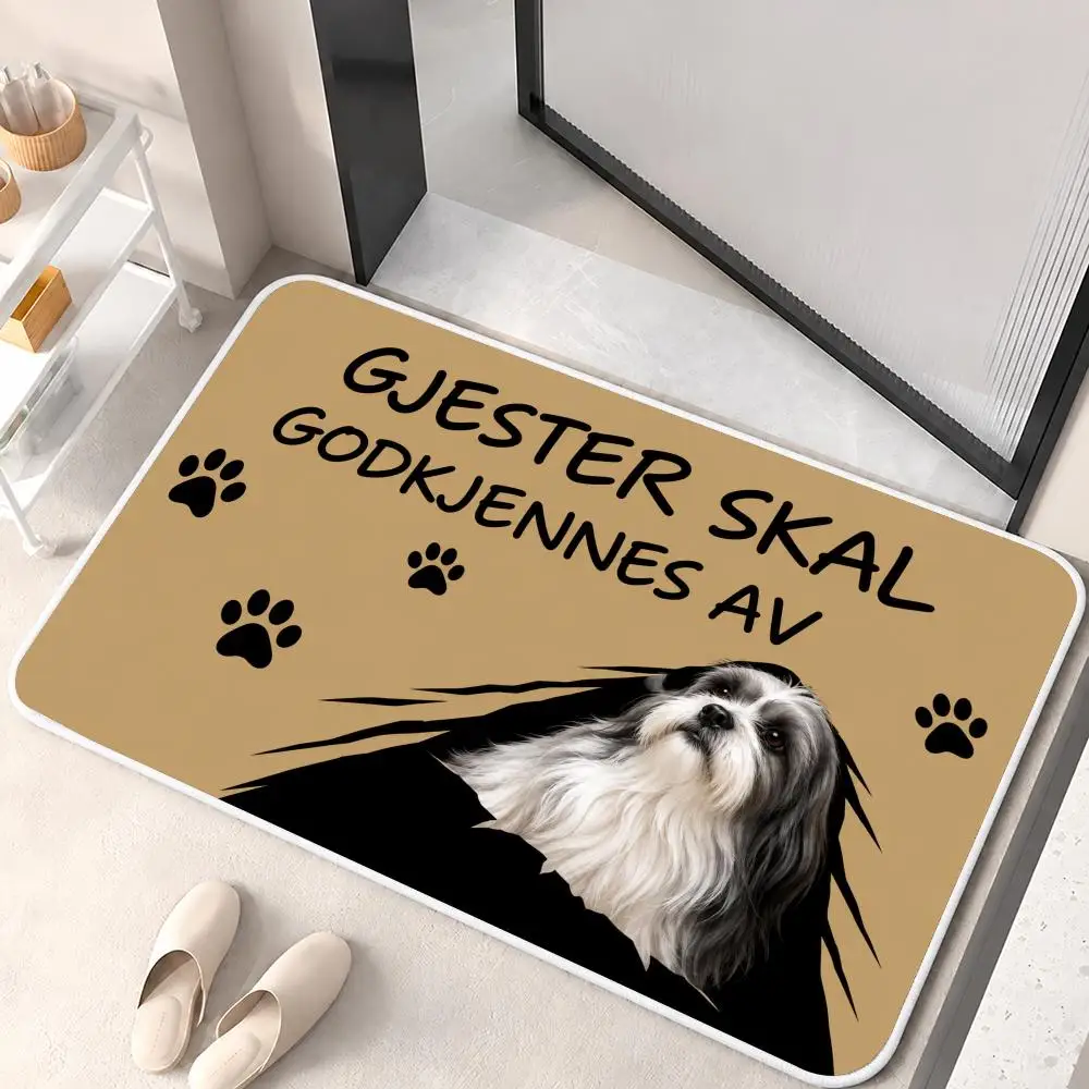 Dog Visitor Approval Floor Mat Flannel Rug Soft Non Slip Washable Door Mat for Bedroom Living Room Home Decor