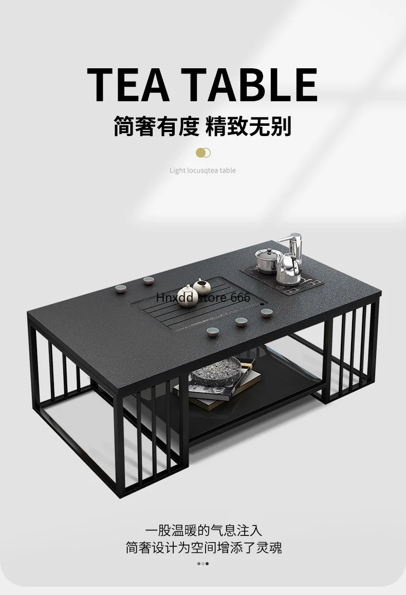 Simple modern marble tea table with induction cooker