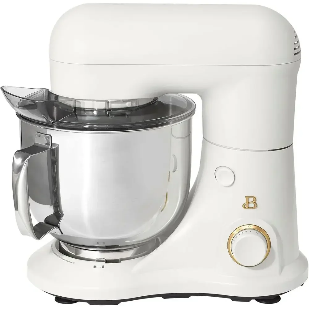 5.3 Quart White Stand Mixer with Flat Beater Dough Hook Balloon Whisk Multi Functional  Dough Mixer for Baking