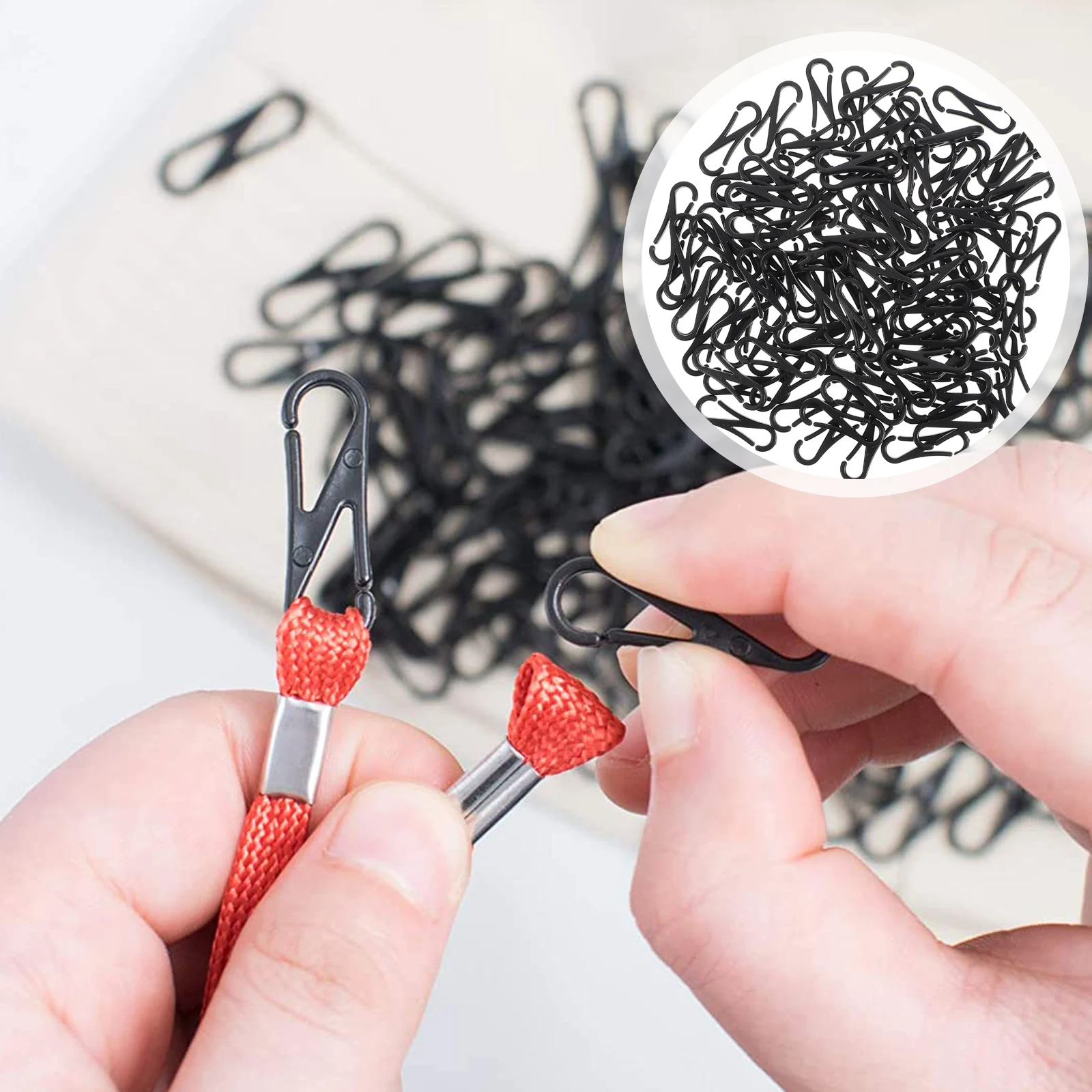 

100pcs Black Plastic Hooks Durable Lanyard Hooks Snap Clips for Key Chain ID Cards Zipper Pull Purse Straps Craft Projects