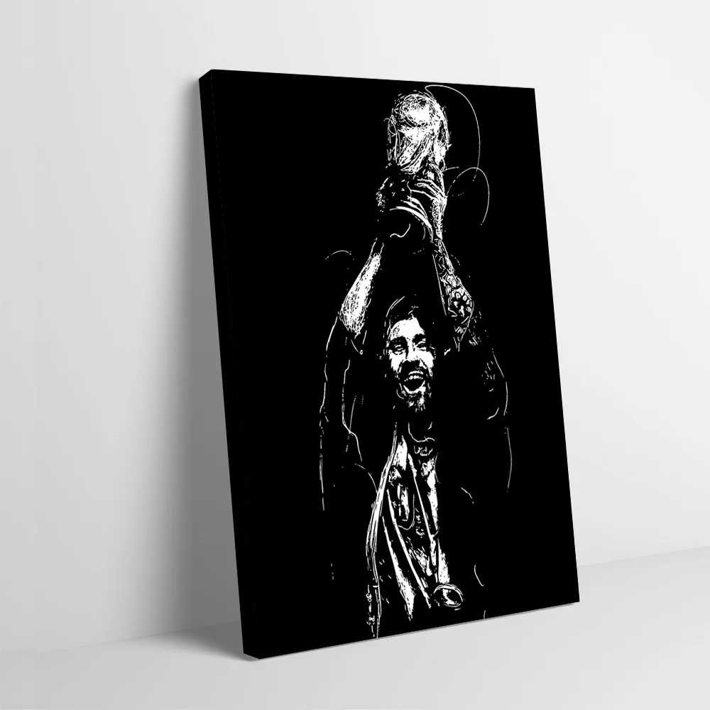 Soccer Player Celebrates With Trophy Printing Poster Customizable Pictures Wall Art Canvas Painting for Home and Decoration Room
