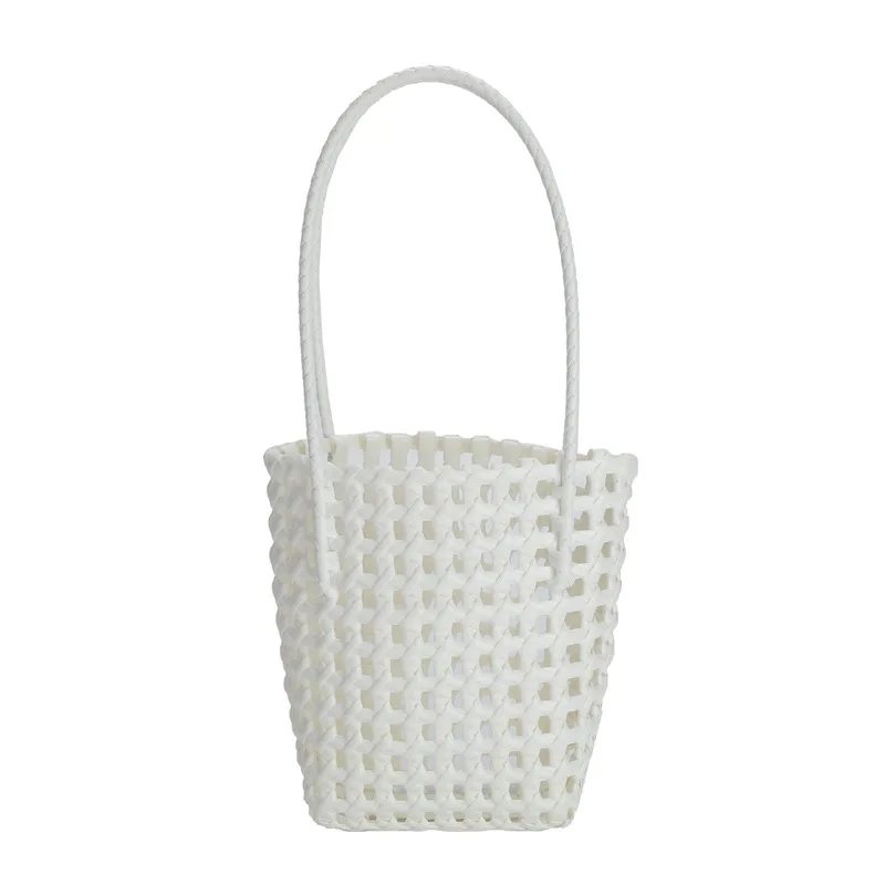 Borsa da donna in tessuto bianco in PVC borsa a mano causale 2024 borsa da spiaggia Hnadle in plastica di grande capacità di nuova moda