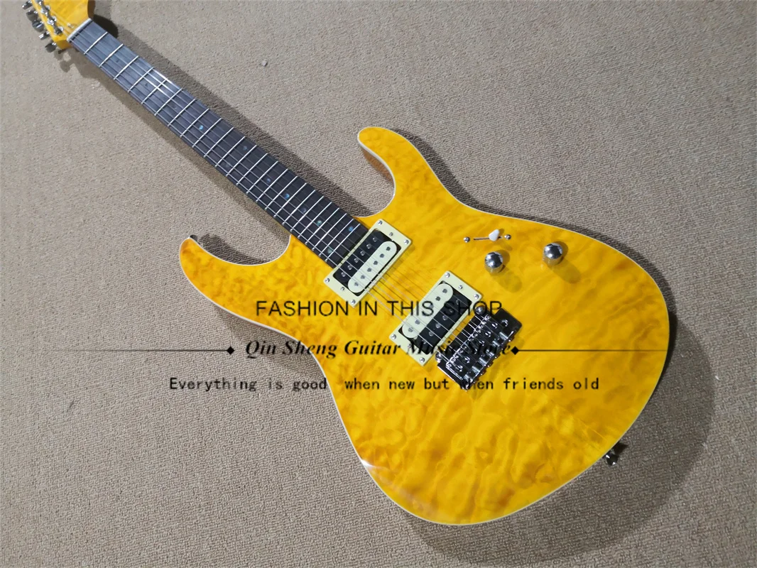 6-String Electric Guitar, Suh Guitar, Yellow Body, Yellow Maple Neck Single Shake Bridge,HH pickups