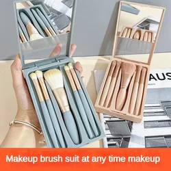 5 piece travel portable mini makeup brush set with mirror multi-functional powder brush Foundation beauty brush kit