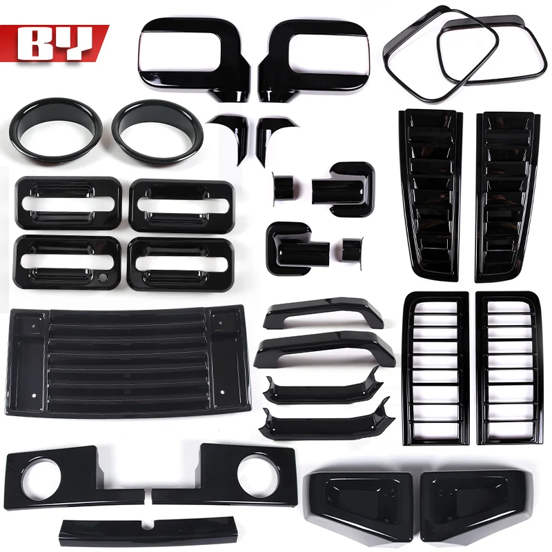

For Hummer H2 2003-2009 ABS glossy black Guard Trim Frame Covers side tail Light mirror covers Auto Exterior Accessories
