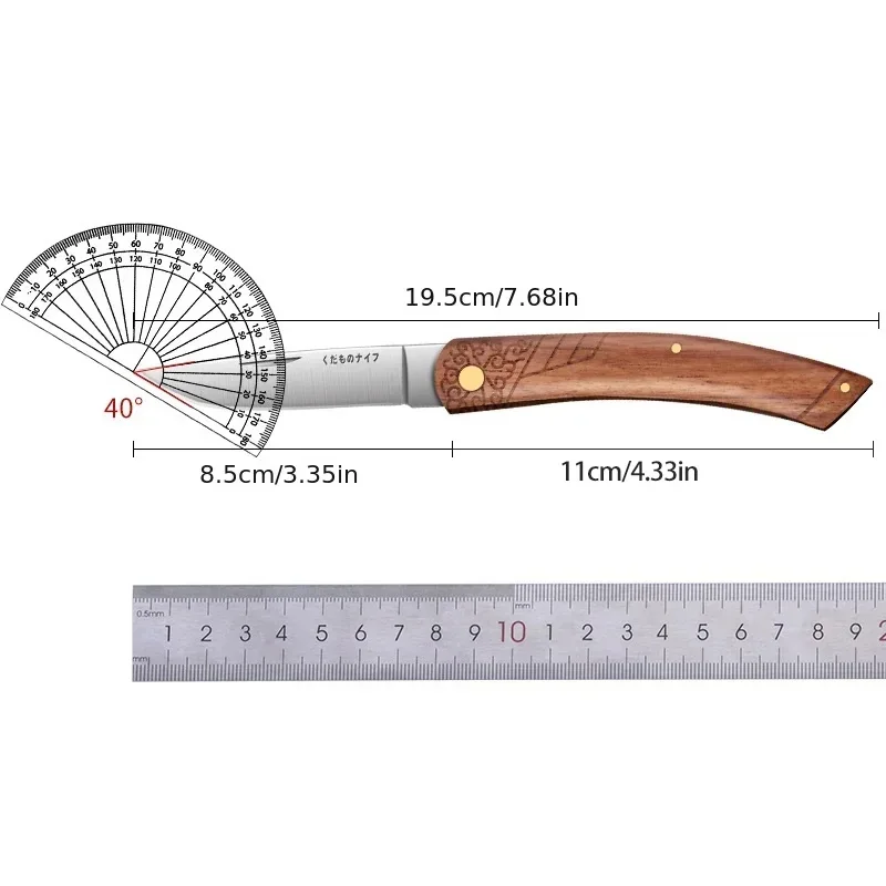 Home folding fruit knife Kitchen cutter Wooden handle kitchen knife Handy for carrying outdoor camping gear