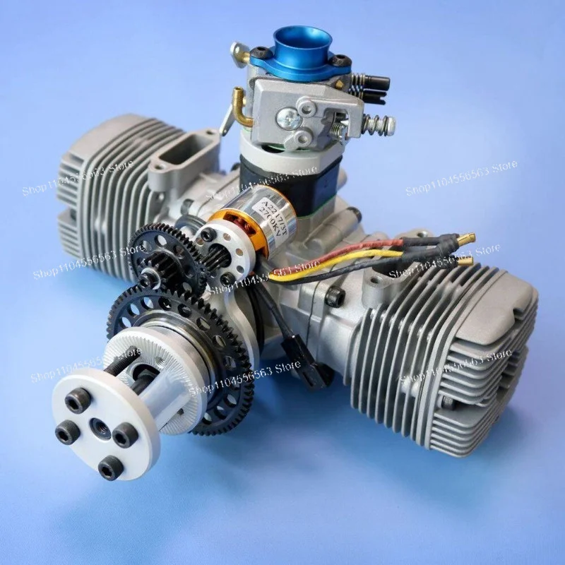 RC Model Power Engine 70CC 2 Stroke 2 Cylinder Engine GTT70 with Automatic Electric Self Starter for RC Airplane