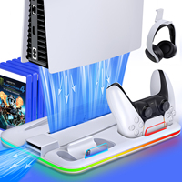 For PS5 Stand with Cooling Fan RGB Light Dual Fast Controller Charging Station For PS5 Console Digital/Disc For PS5 Accessories