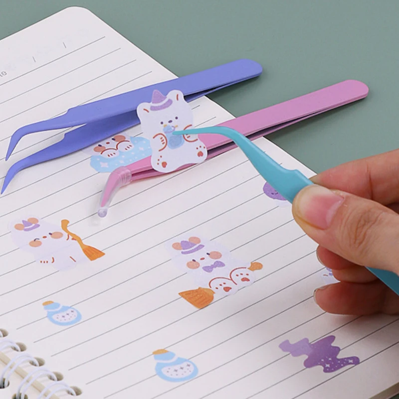 Pęsety do rzęs Macaron Pęseta Ozdoby do paznokci Scrapbooking Naklejki Taśma Podnoszenie DIY Junk Journal Album Klips ze Stali Nierdzewnej Narzędzie DIY