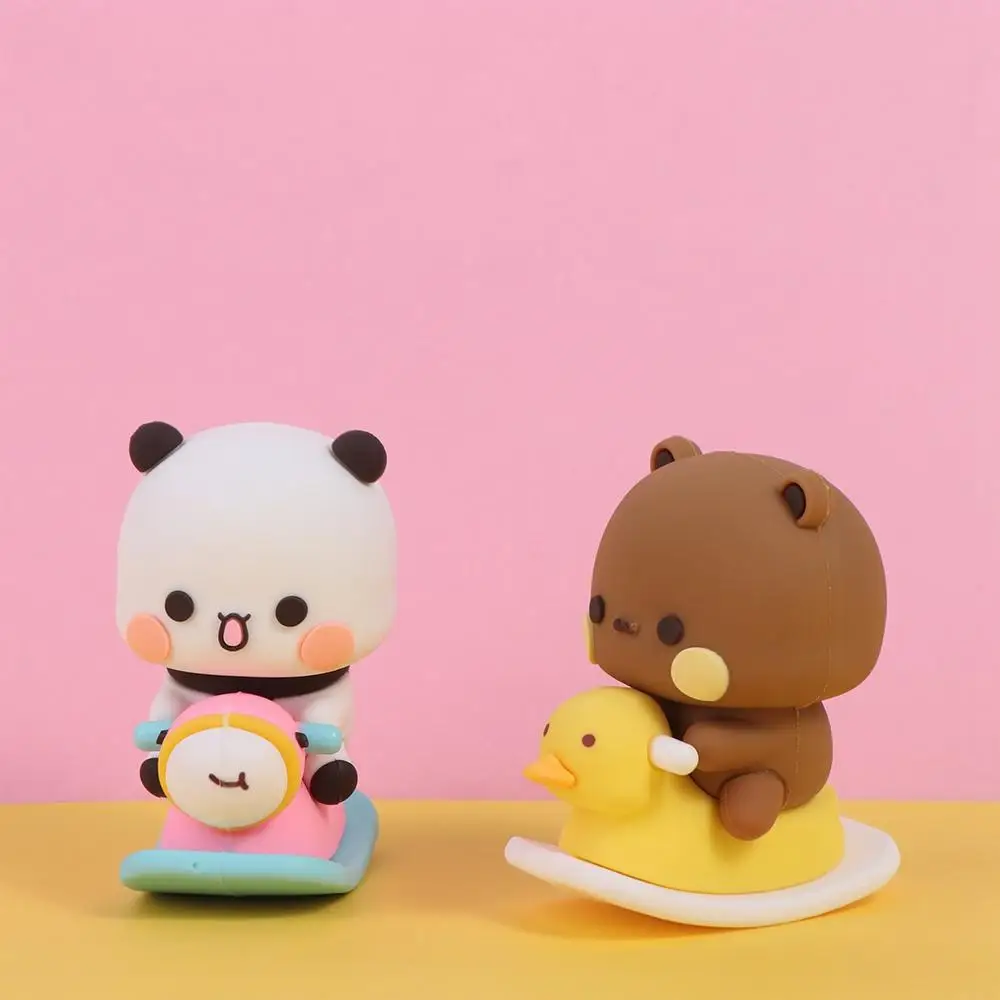 Cute Kawaii Bubu Dudu Panda Bear Figure Cartoon Exciting Bear Miniatures Collectible Animal Toy Ornament