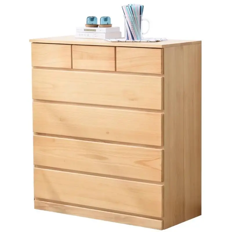 Solid wood chest of drawers Bedroom drawer storage cabinet Log American special price Simple modern six or seven bucket cabinet
